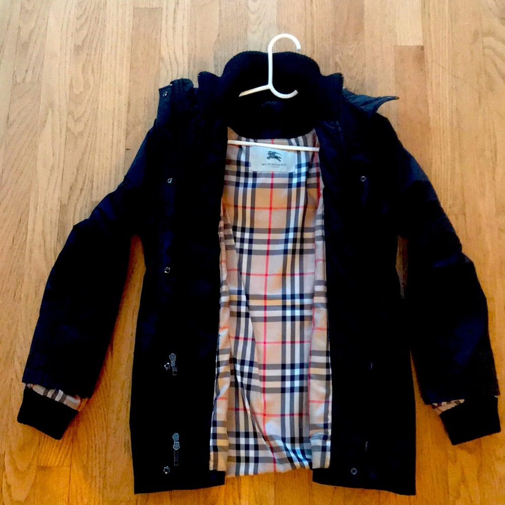 Burberry black winter jacket xs